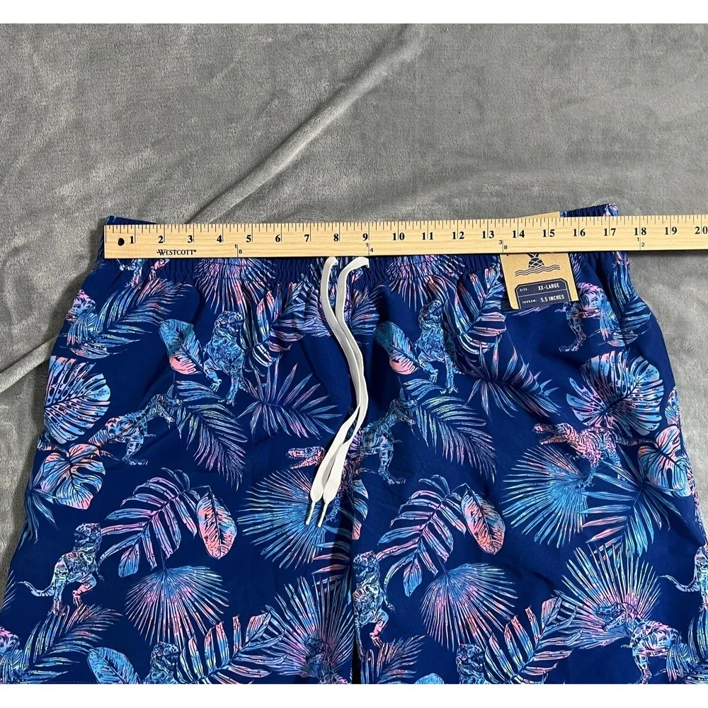 Chubbies Swim Trunks Mens 2XL New Prehistoric Blues 5.5'' Dinosaur T Rex Floral